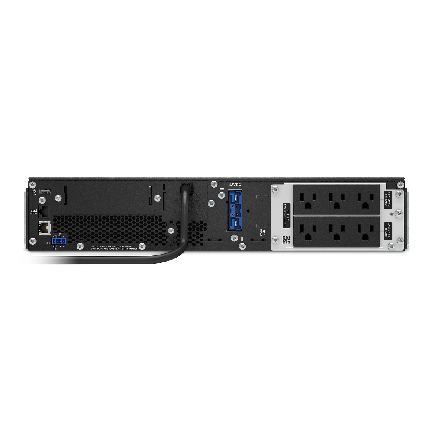 APC SRT1500RMXLA Smart-UPS On-Line 1500VA 2U Rackmount UPS, 120V, 6x NEMA 5-15R, Extended Runtime, SmartSlot, Rail Kit
