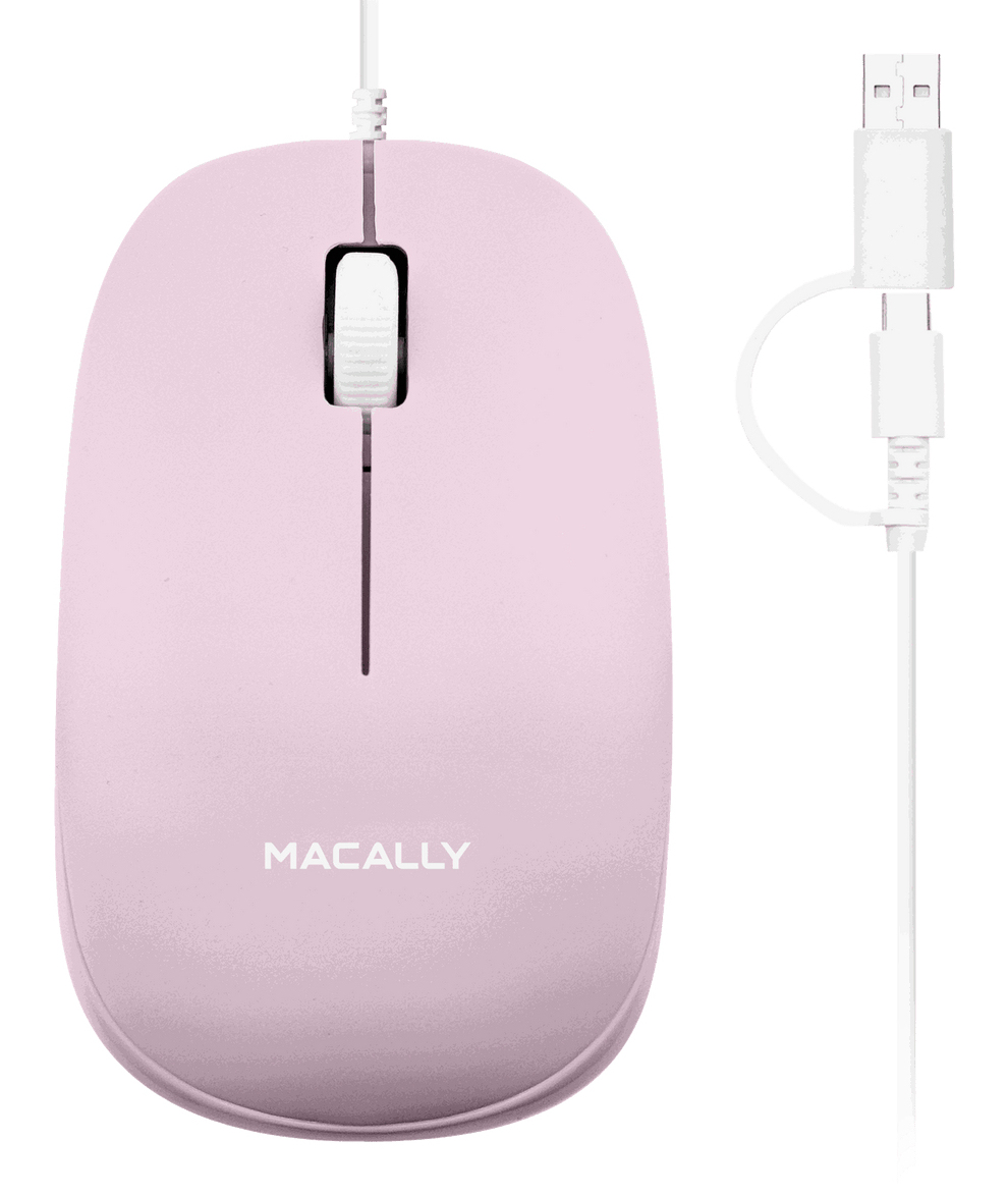 Macally XMOUSEPK mouse Office Ambidextrous USB Type-A + USB Type-C Optical 1200 DPI
