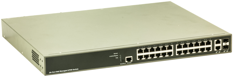 Barox RY-LGSPTR23-26 network switch Managed L2/L3 Gigabit Ethernet (10/100/1000) Power over Ethernet (PoE) 1U Gray
