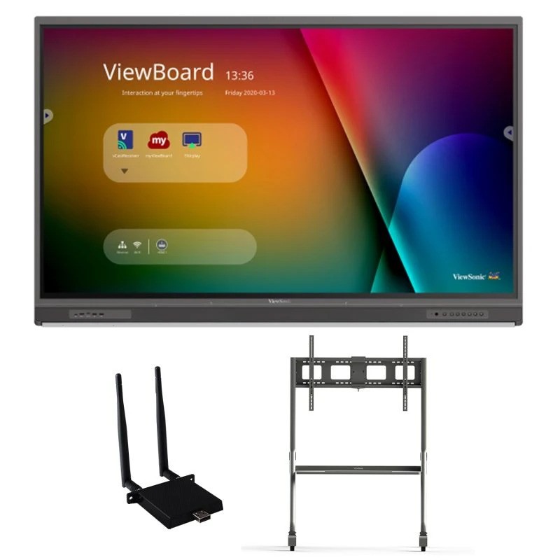 ViewSonic IFP7550-C2 75" 4K Interactive Display, WiFi Adapter, Mobile Trolley Cart, Chromebox - 350 cd/m2
