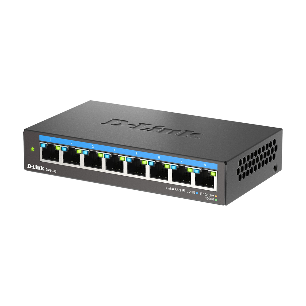 D-Link DMS-108 Unmanaged L2 2.5G Ethernet (100/1000/2500) Black