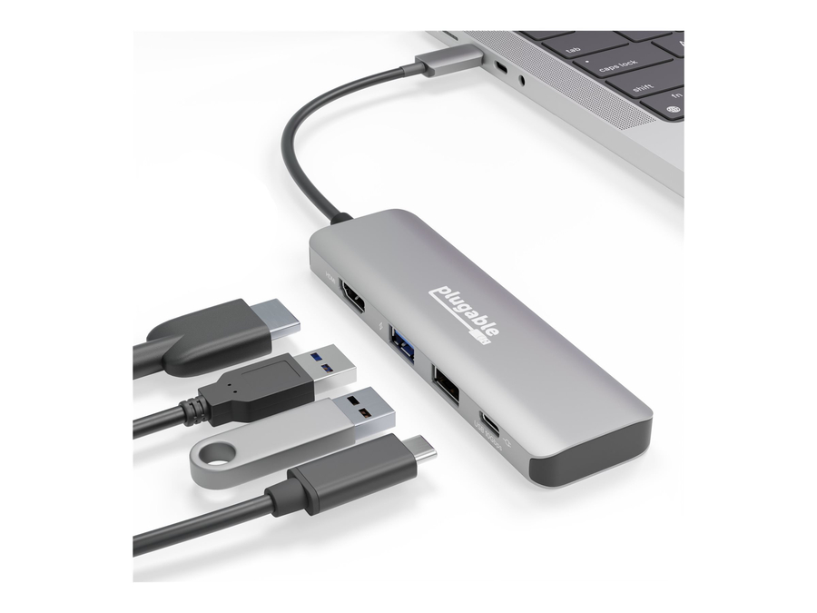 Plugable Technologies USBC-4IN1 laptop dock/port replicator Wired USB 3.2 Gen 2 (3.1 Gen 2) Type-C Silver