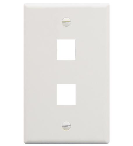 ICC FACEPLATE- FLAT- 1-GANG- 2-PORT- WHITE